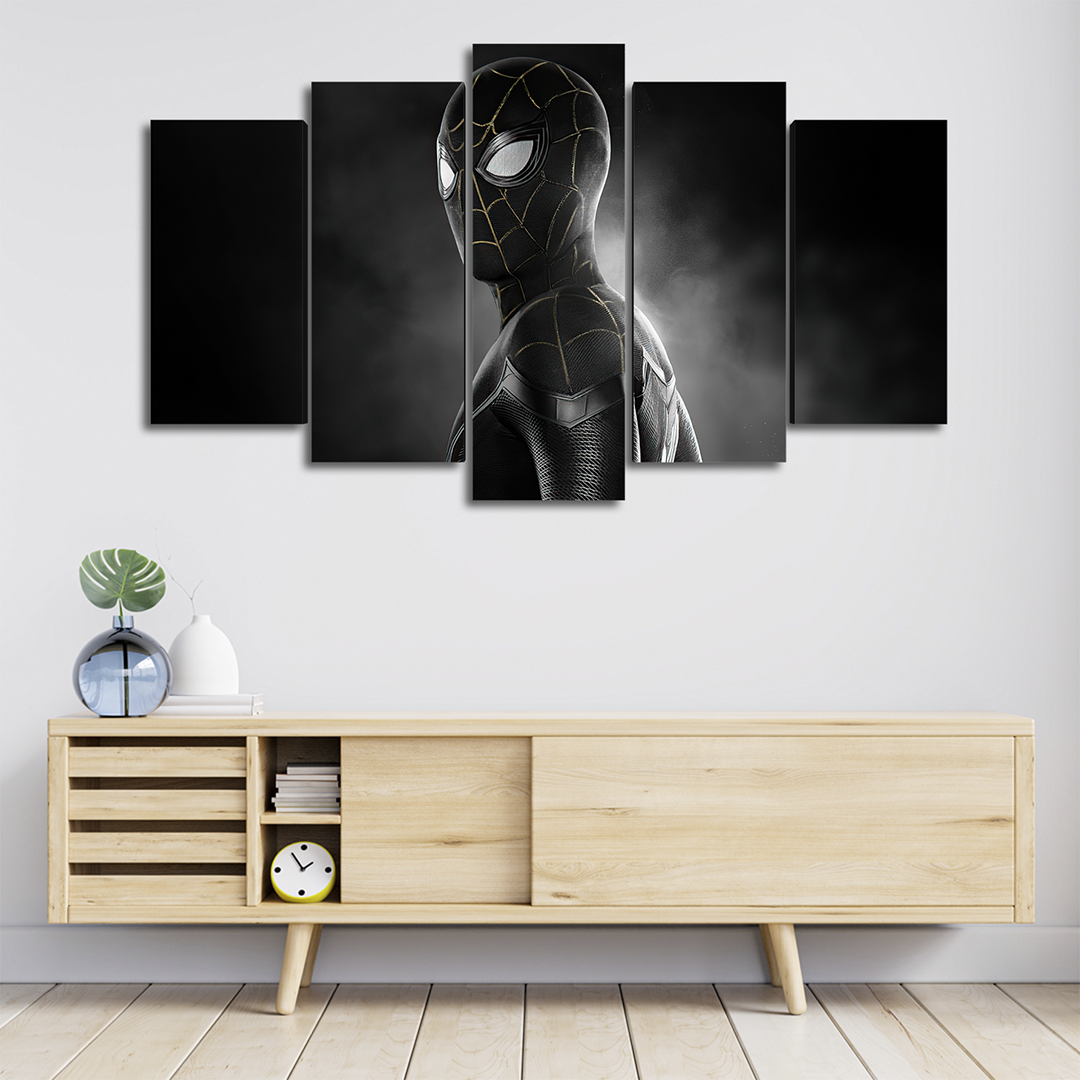 Cuadro Decorativo Spiderman Traje Negro Marvel 100x60cm 5pzs Cuadros MX