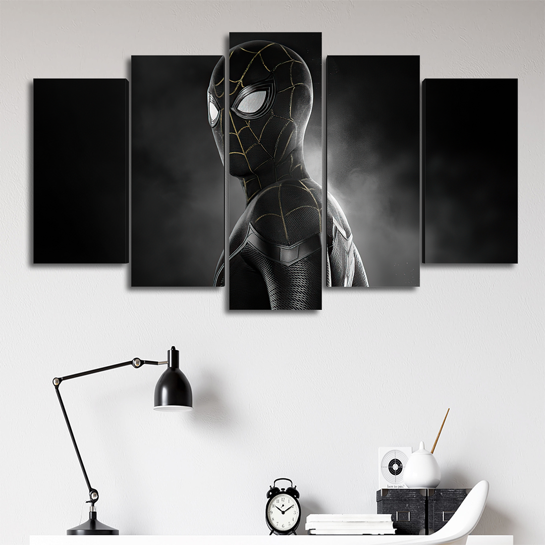 Cuadro Decorativo Spiderman Traje Negro Marvel 100x60cm 5pzs Cuadros MX