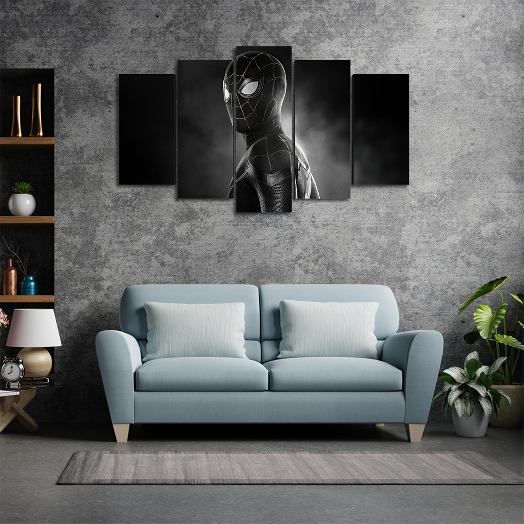 Cuadro Decorativo Spiderman Traje Negro Marvel 100x60cm 5pzs Cuadros MX