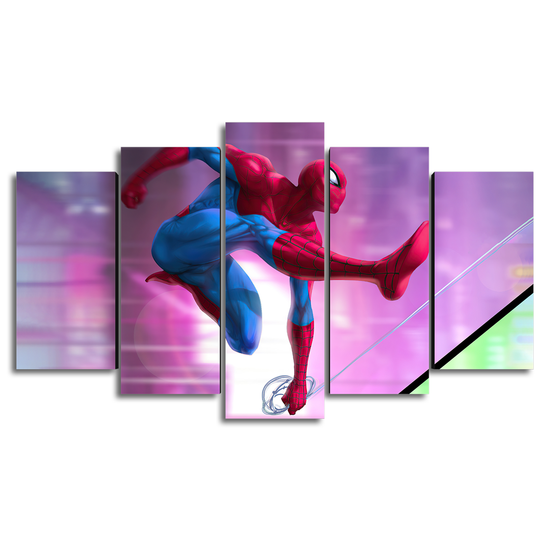 Cuadro Decorativo Spiderman Balanceándose Marvel 100x60cm 5pzs Cuadros MX