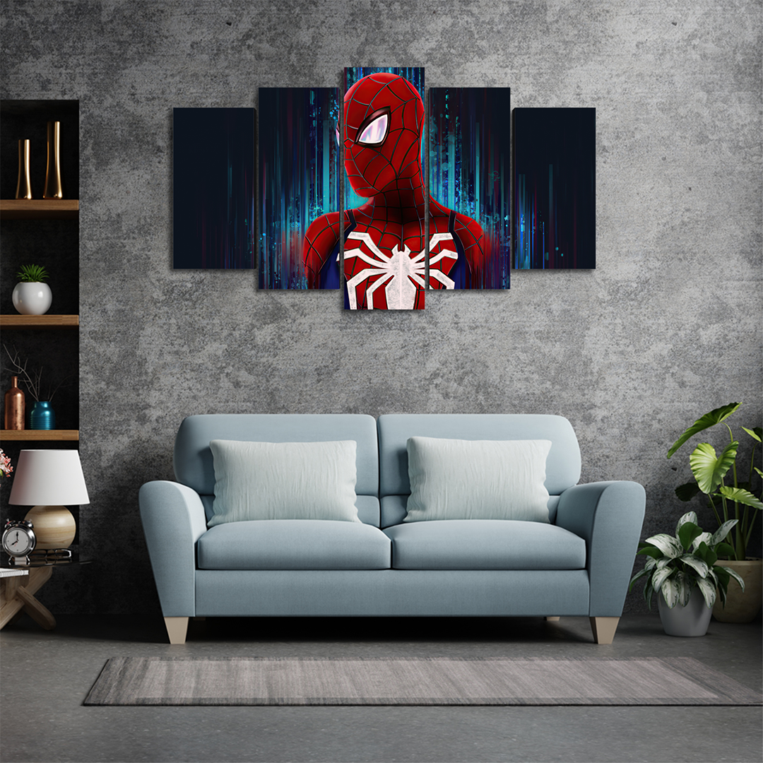 Cuadro Decorativo Spiderman Digital Art Marvel 100x60cm 5pzs Cuadros MX