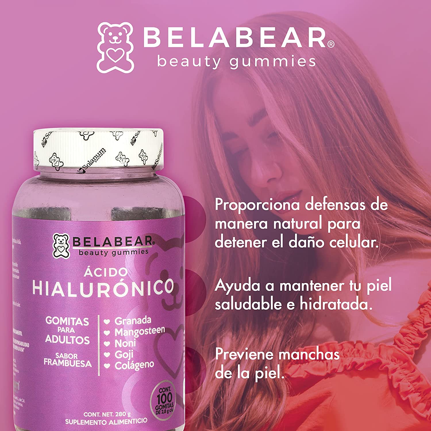 Gomitas Belabear Ácido Hialurónico y Colágeno + Biotina y Vitaminas 200 Gomitas