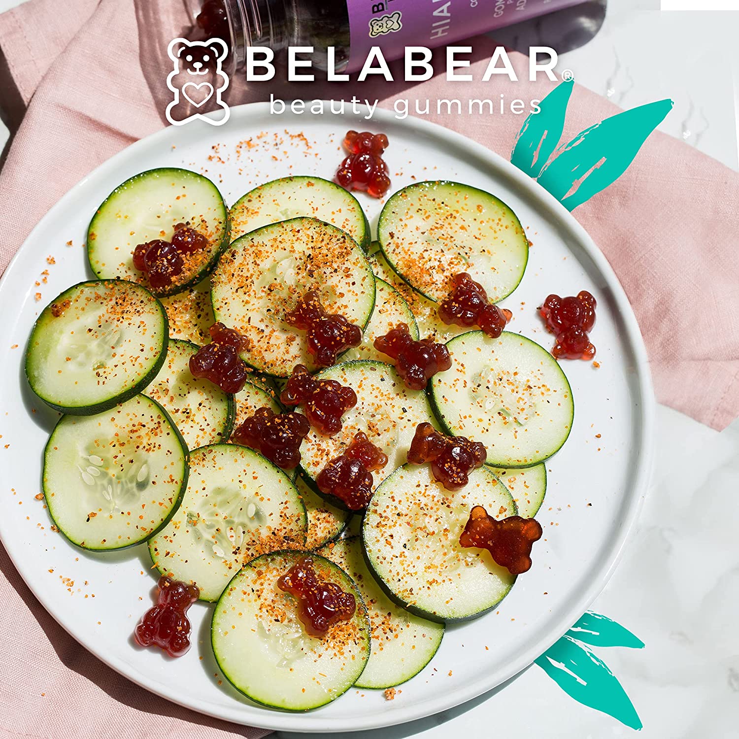 Gomitas Ácido Hialurónico + Colágeno Sabor Frambuesa 100 Gomitas Belabear