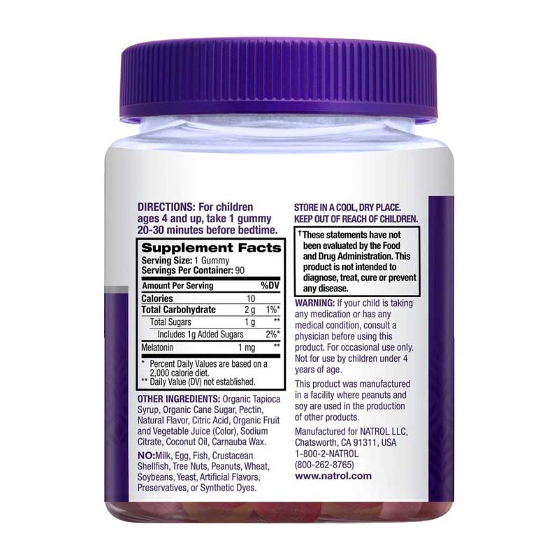 Natrol Melatonina Kids gomitas 1mg  Sleep, Melatonina gomitas para dormir con mezclas botanicas, 100% libre de drogas