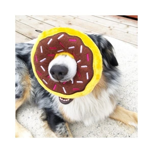 PELUCHE PARA PERRO EN FORMA DE DONAS DE CHOCOLATE CON SONIDO. CAJA DE 4 PIEZAS