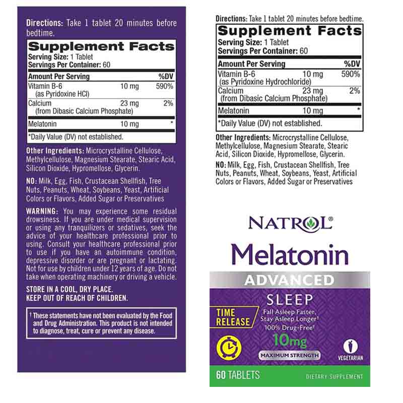 Natrol Melatonina 10 Mg 60 Tabs Descanso Profundo Extra Fuerza