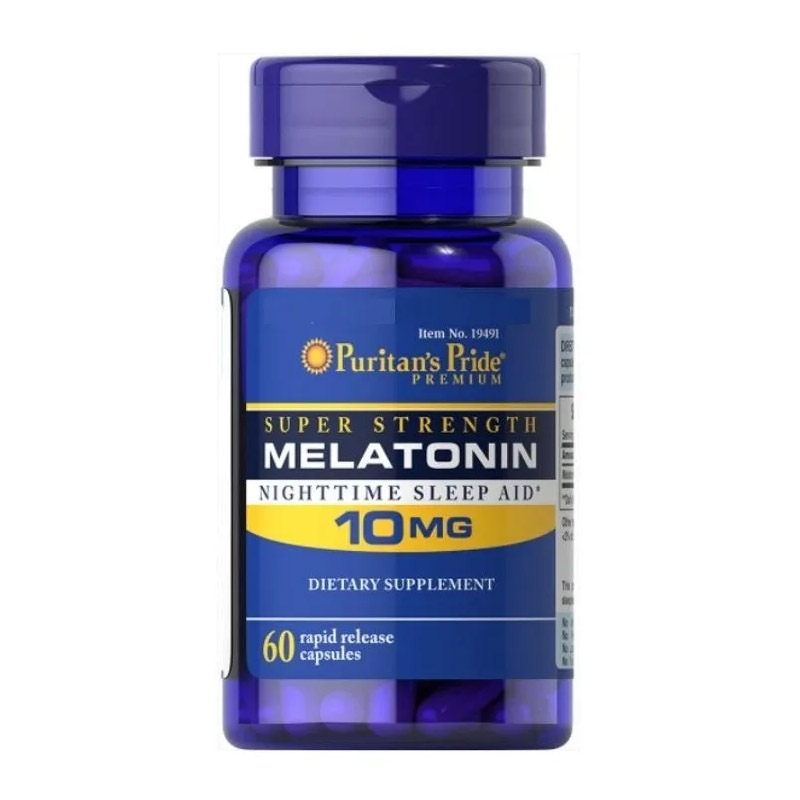 Melatonina Puritans Pride 10mg Descanso Profundo Dormir Bien 60 cápsulas 