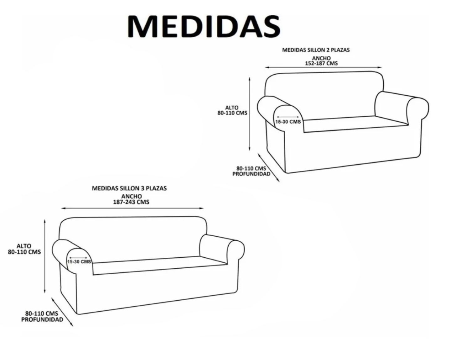 Cubre Sala Ajustable Stretch Fit Elástico 3 Piezas Perla