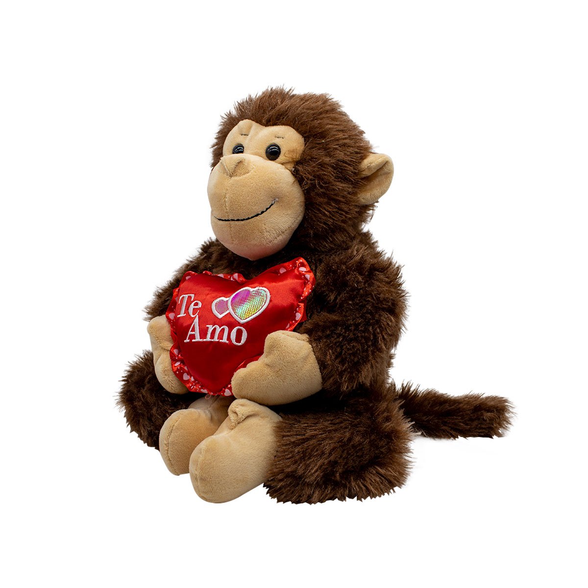 Chango De Peluche Mono Café San Valentin Con Corazón Amor Amistad