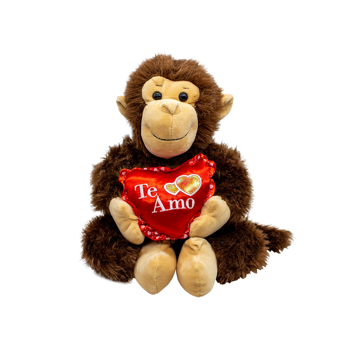 Chango De Peluche Mono Café San Valentin Con Corazón Amor Amistad