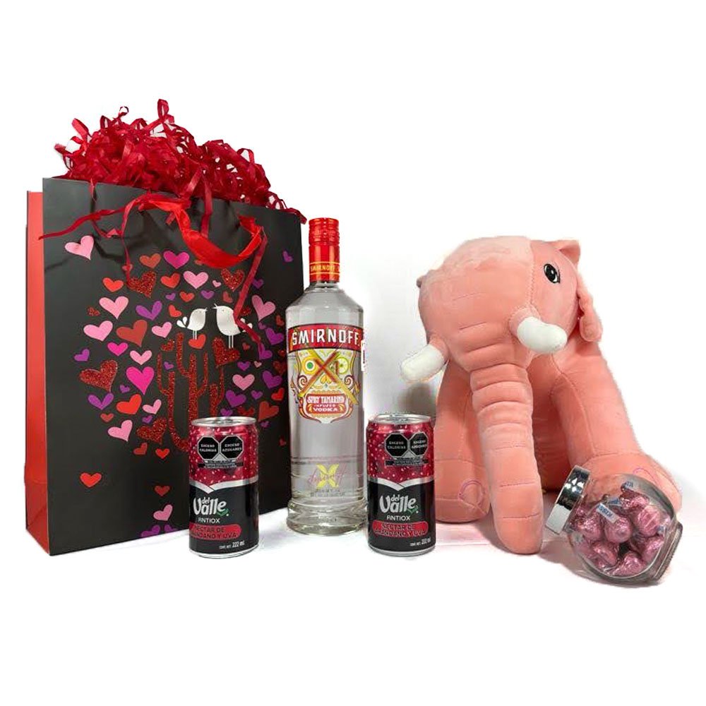 regalos con smirnoff tamarindo + elefante rosa de peluche