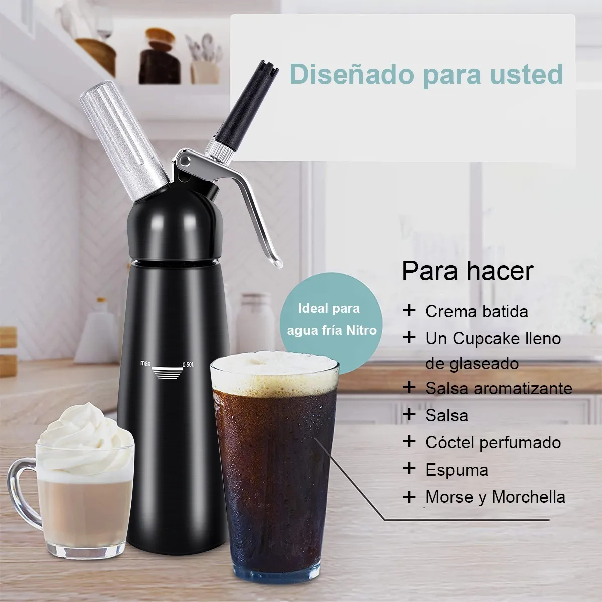 Sifon De Cocina Batida Crema Pasteles Inoxidable