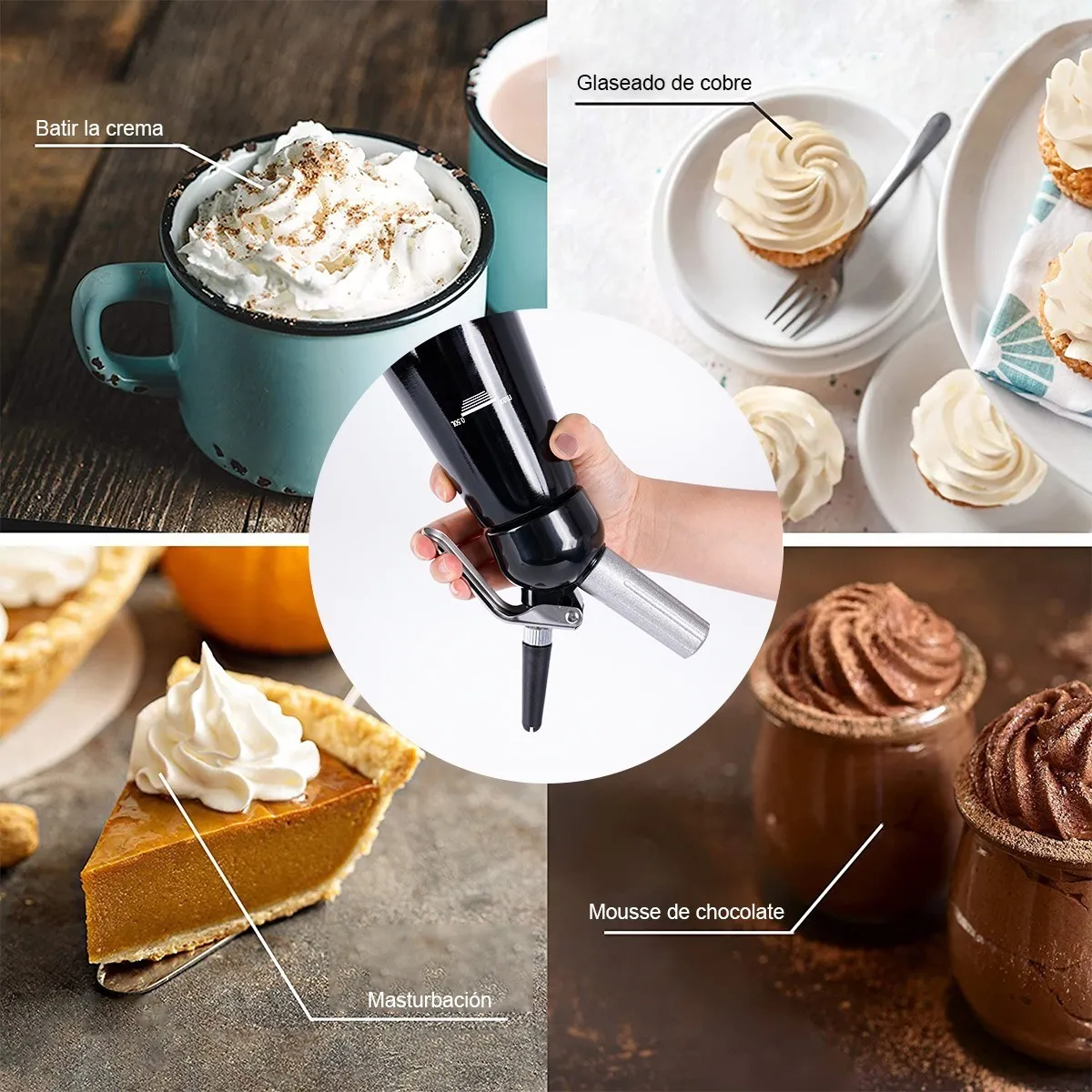 Sifon De Cocina Batida Crema Pasteles Inoxidable