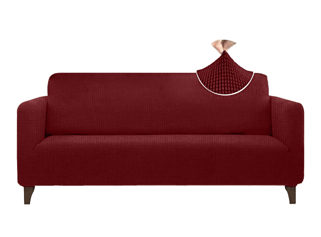 Cubre Sala Ajustable Stretch Fit Elástico 3 Piezas Vino