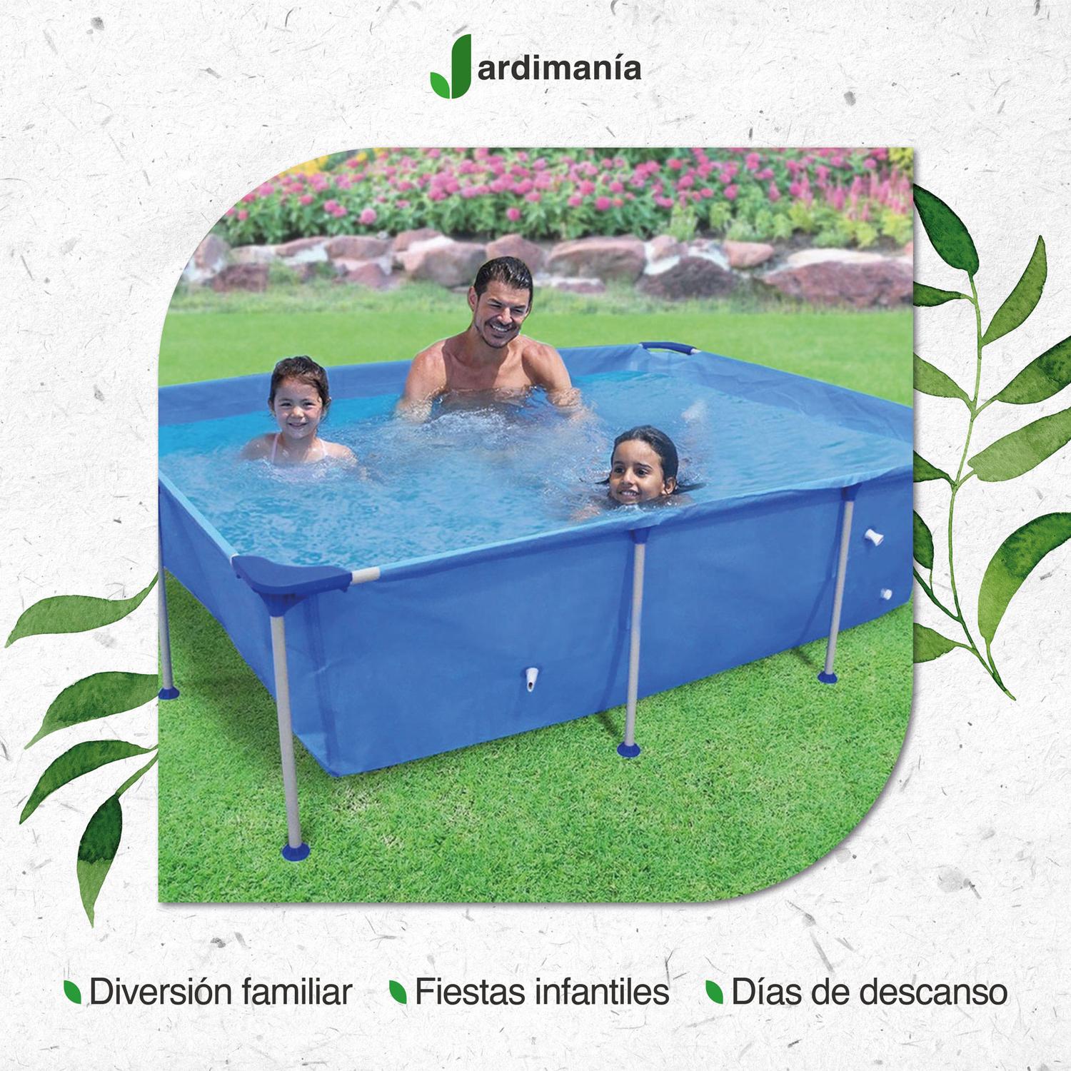 Alberca Armable Rectangular Jardimanía, Acero, 188x127x43 cm Azul