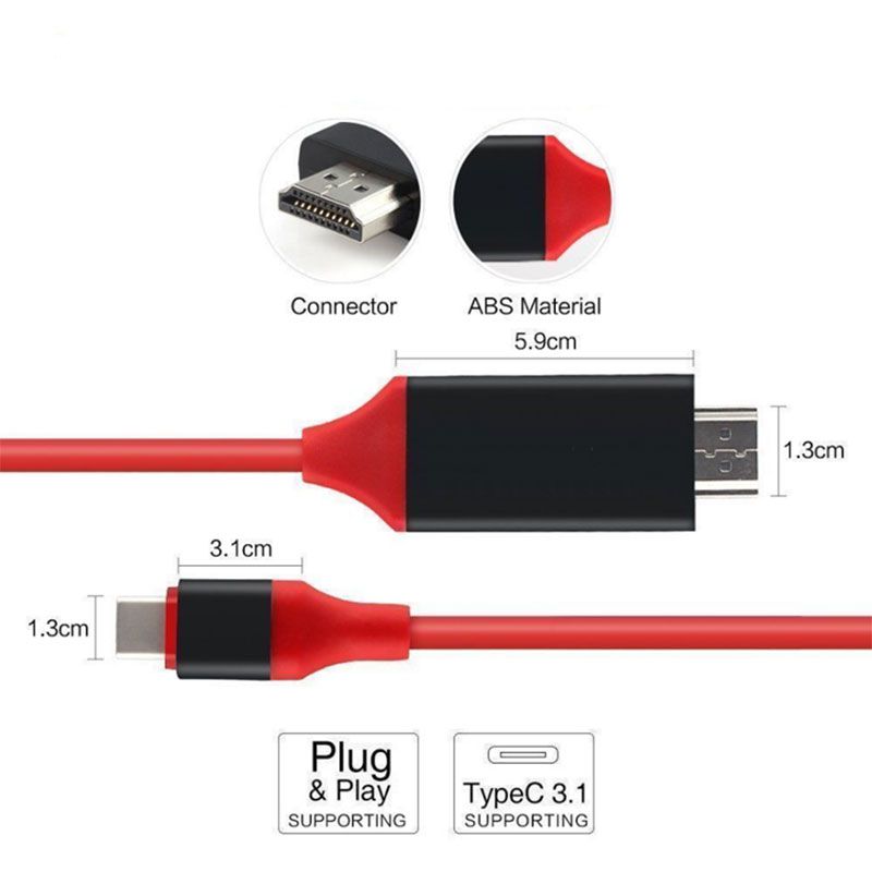 CABLE PARA PROYECTAR CELULAR EN PANTALLA, DE USB TIPO C A HDMI, TRANSMISION DE AUDIO Y VIDEO HD, 2K, 4K