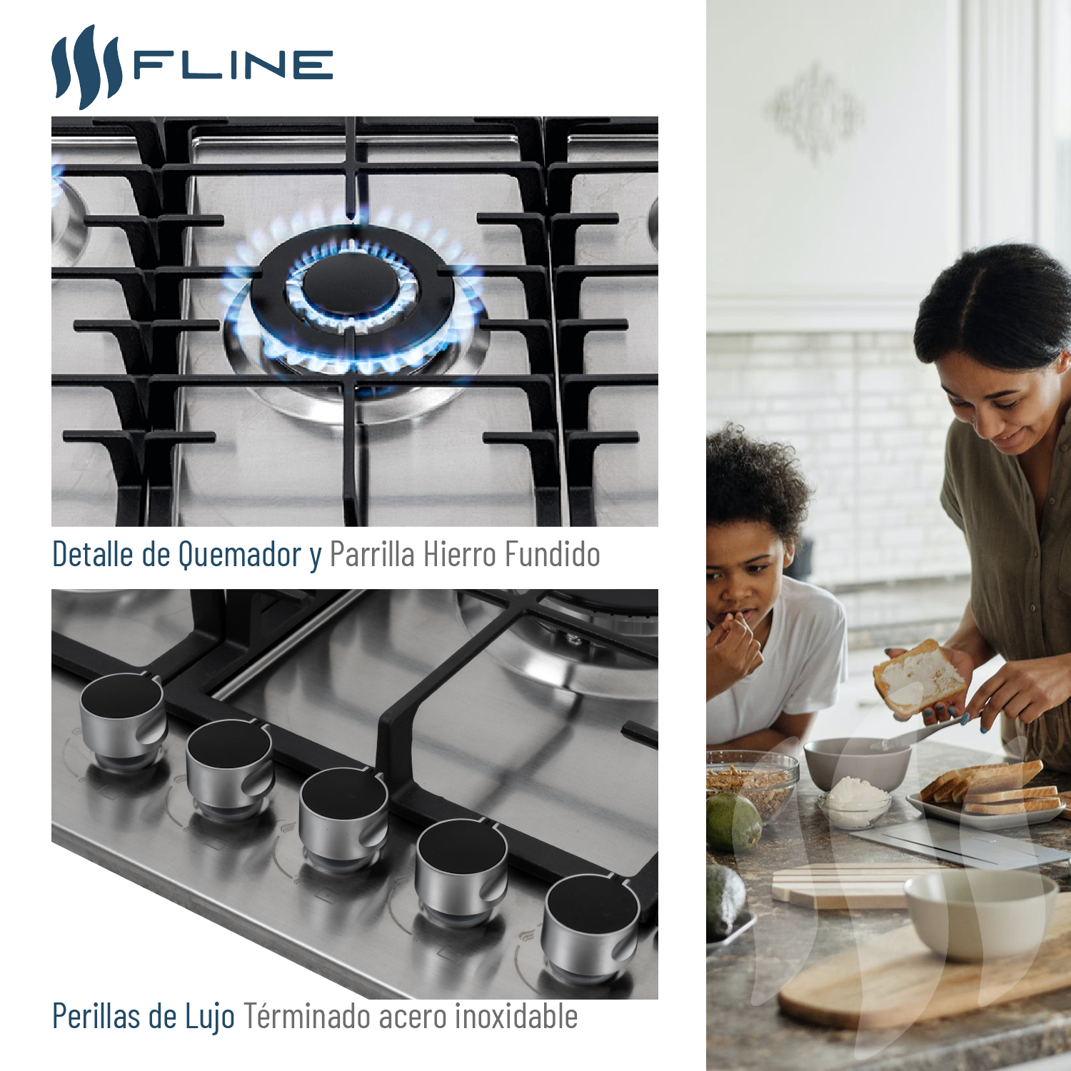 Parrilla de Gas Empotrable 5 Quemadores  Acero Inoxidable | Malmo 5 | FLINE