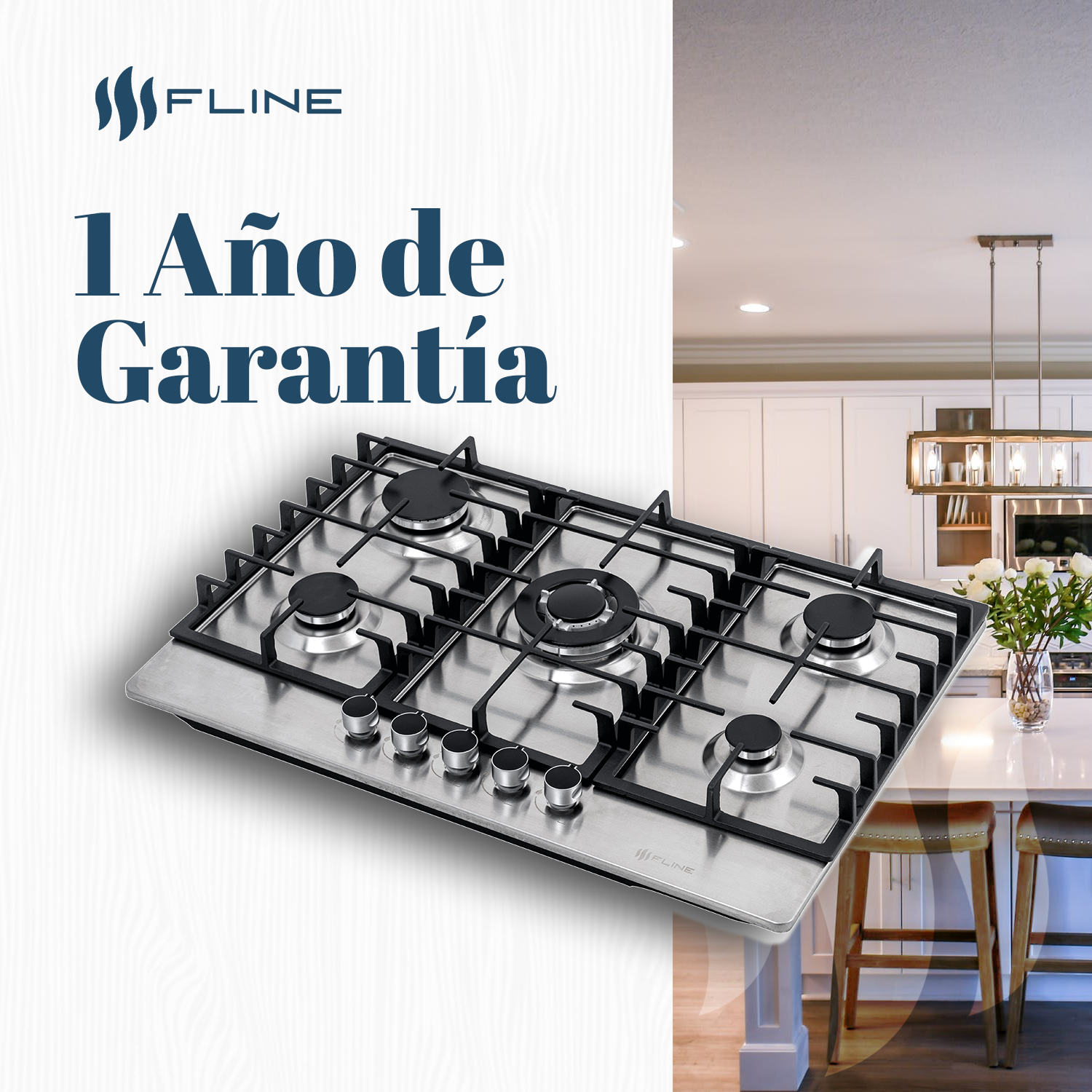 Parrilla de Gas Empotrable 5 Quemadores  Acero Inoxidable | Malmo 5 | FLINE