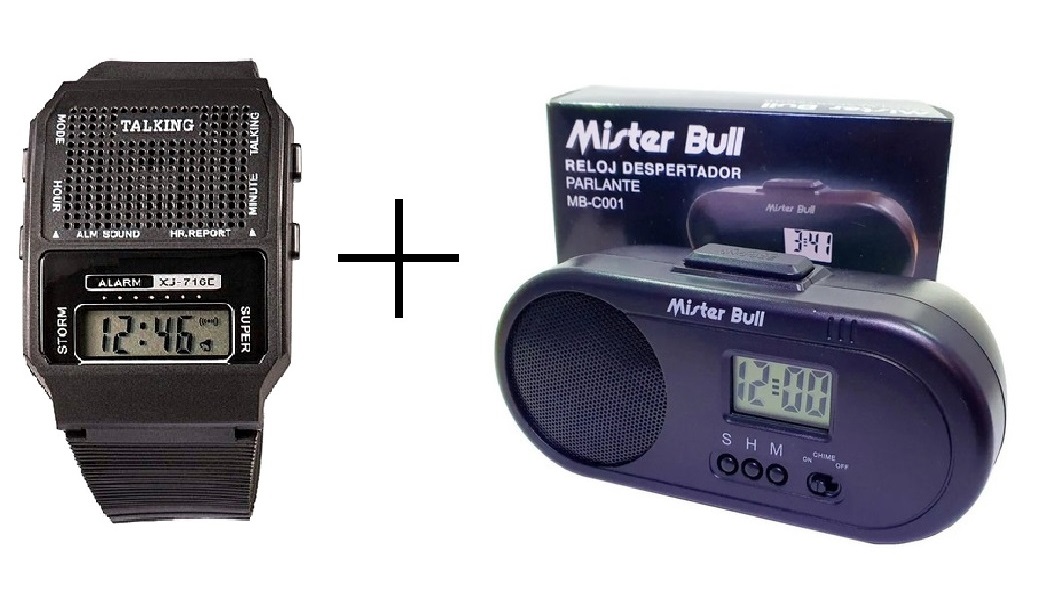 Set Reloj Talking Parlante Voz En Español Mas Despertador