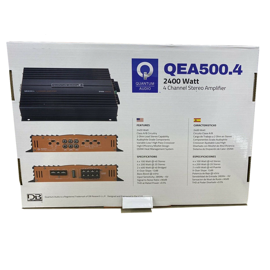 Amplificador Full Range 4 Canales Quantum Audio QEA500.4 2400 Watts Clase AB 2 Ohms