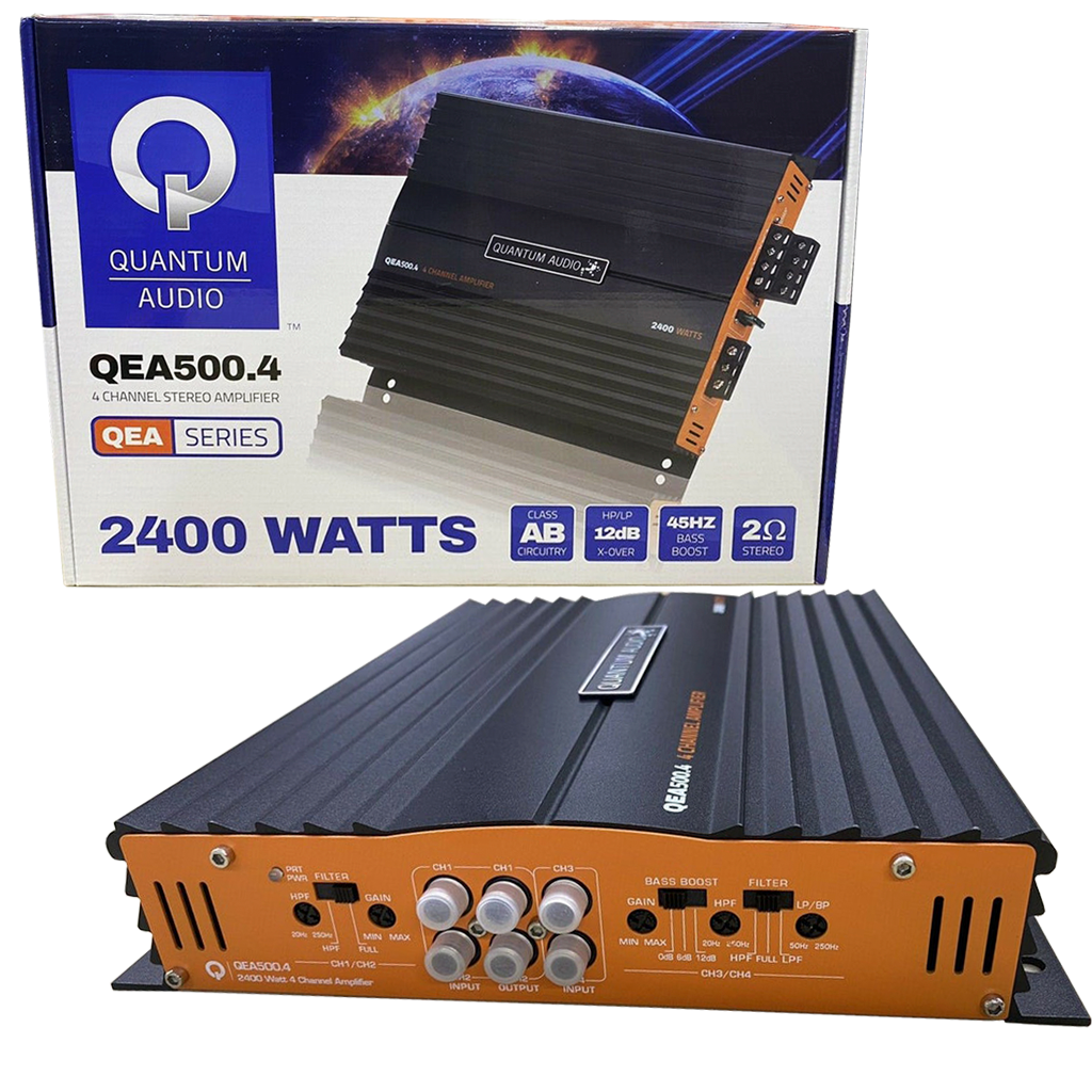 Amplificador Full Range 4 Canales Quantum Audio QEA500.4 2400 Watts Clase AB 2 Ohms