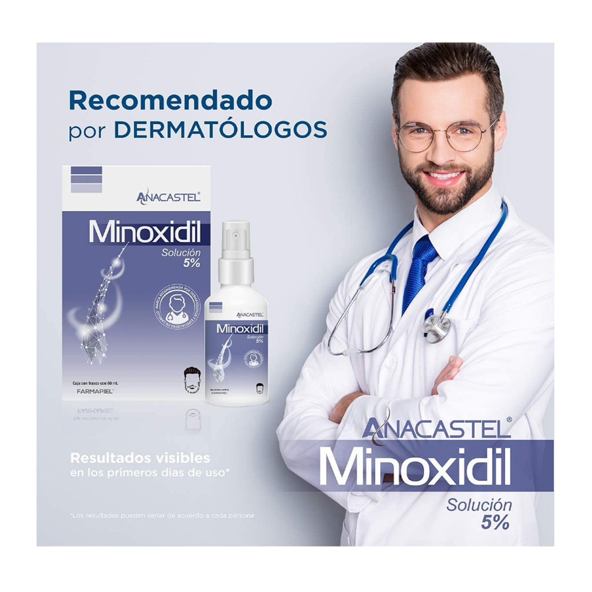 3 Frascos De 60ml De Minoxidil 5% Para Cabello Anacastel CST - 666007