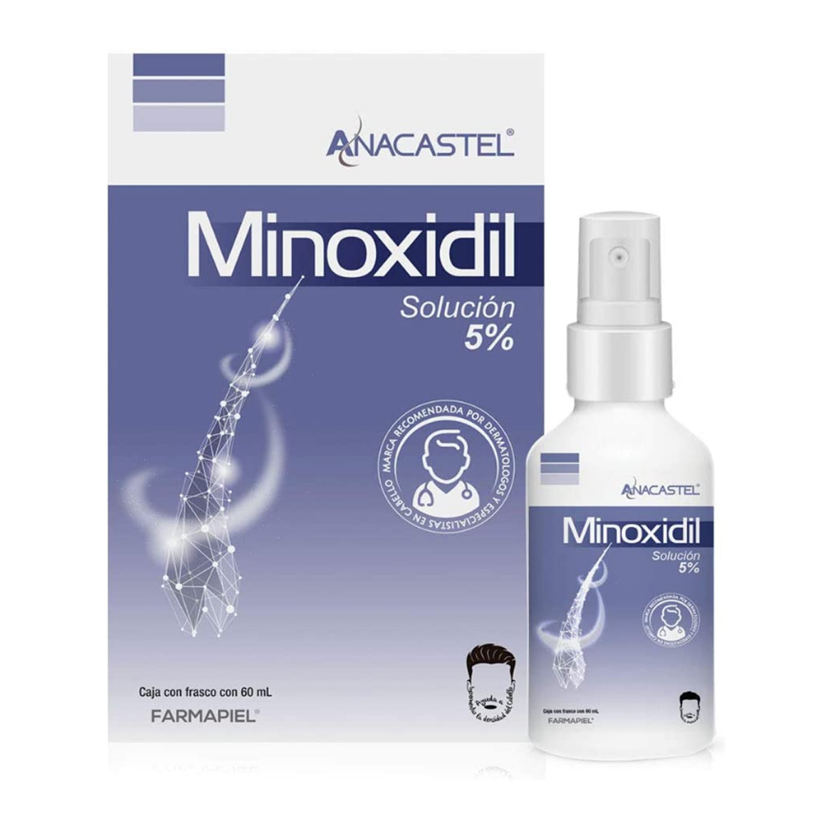 3 Frascos De 60ml De Minoxidil 5% Para Cabello Anacastel CST - 666007