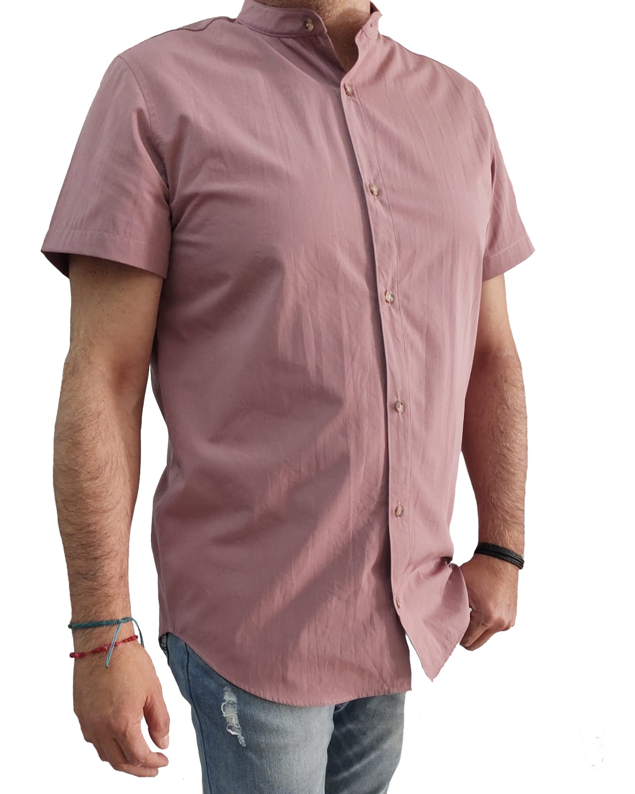 CAMISA CUELLO MAO PALO DE ROSA OSCURO  SAND DOLLAR PARA CABALLERO