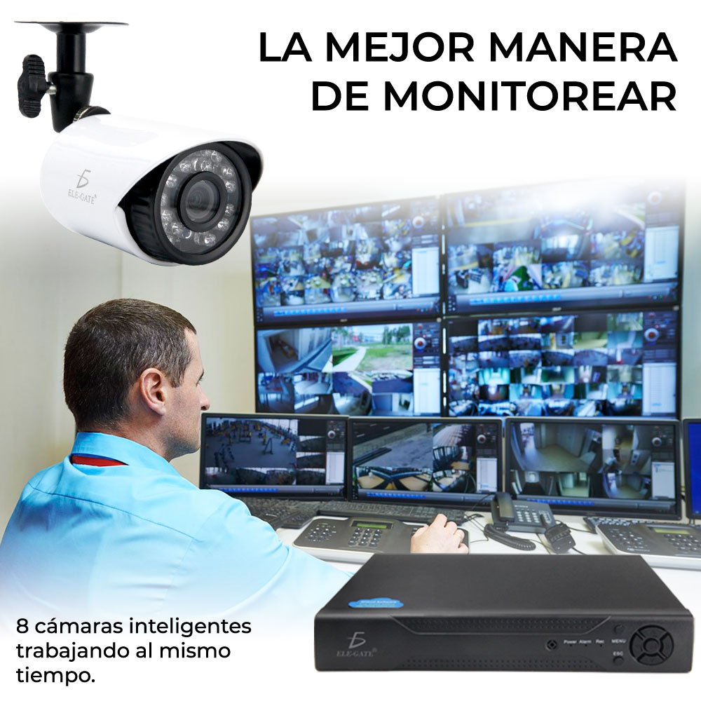 Kit Video Vigilancia 8 Cámaras 1MP Full HD 1080p CCTV