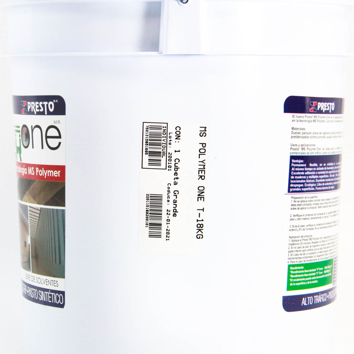 PEGAMENTO PARA PISOS PRESTO ALTO TRAFICO MS POLIMER ONE 18LT