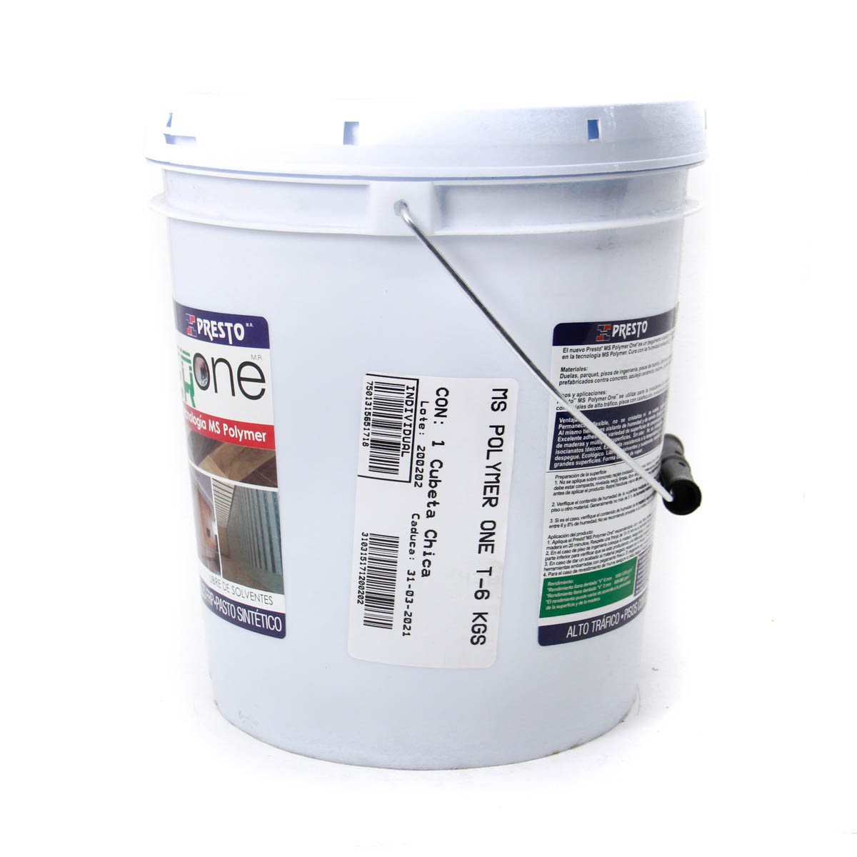 PEGAMENTO PARA PISOS PRESTO ALTO TRAFICO MS POLIMER ONE 6LT