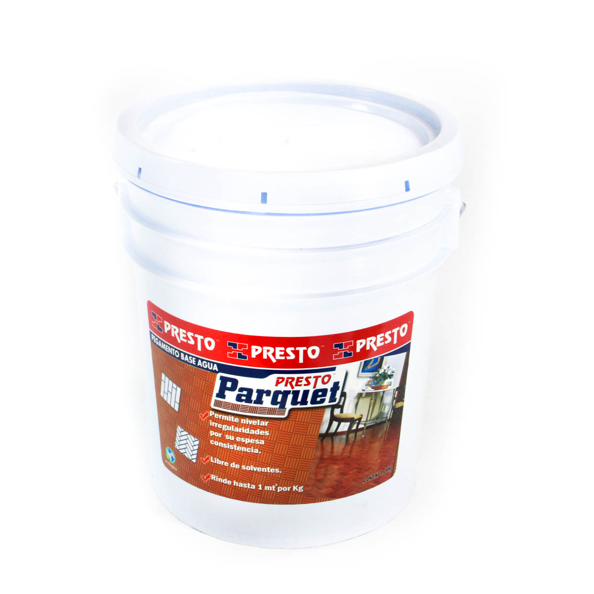 PEGAMENTO PARA PISO PRESTO PARQUET BASE AGUA CUBETA 18 KG