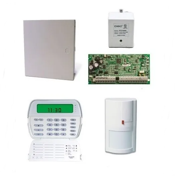 PAQUETE DE ALARMA DSC POWER-RF-SB - 32 Zonas Inalámbricas, Panel, Teclado ICON, Gabinete, Transformador, Sin Batería.
