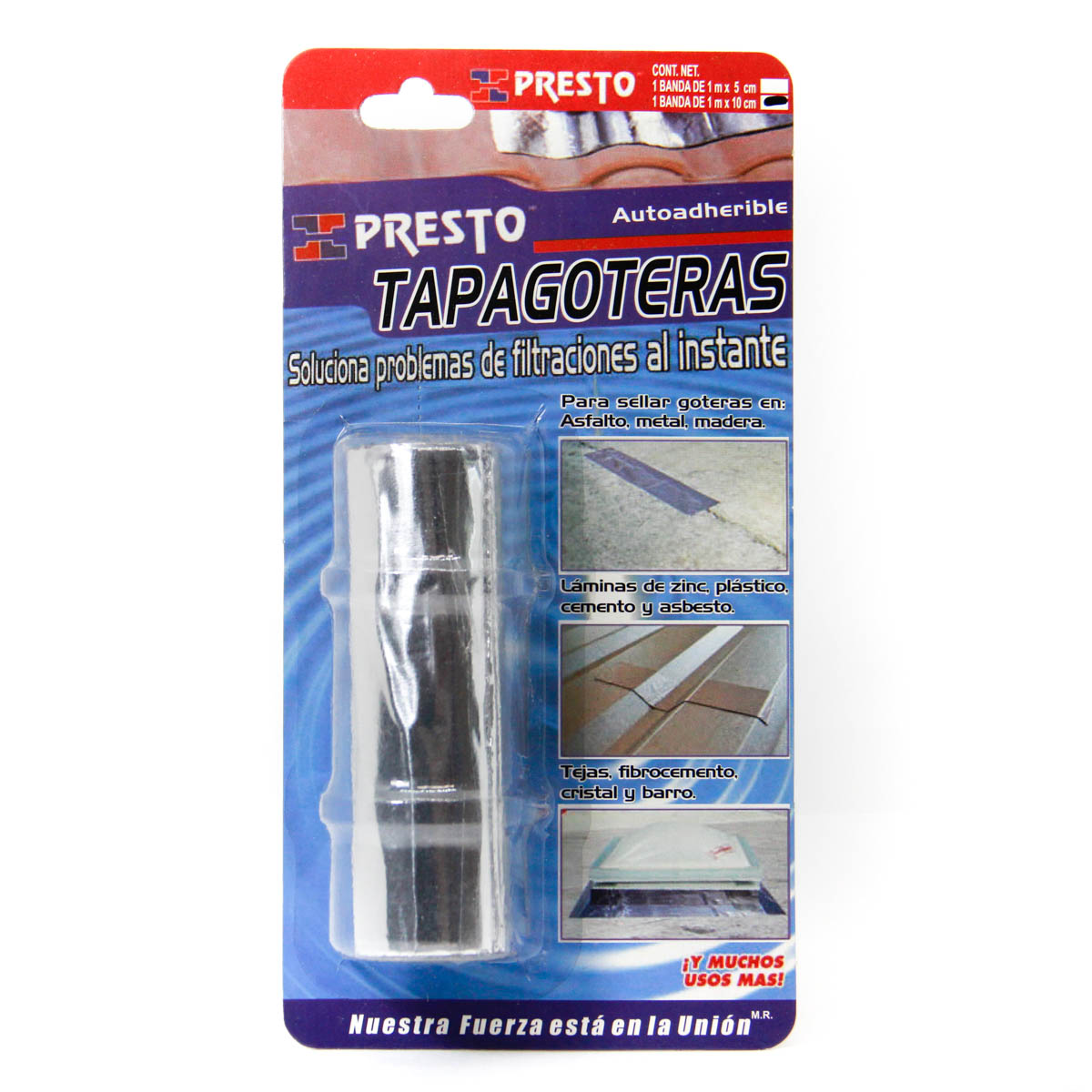 Rollo tapa goteras Presto 1mt x 10 cm sellado de filtraciones superficies