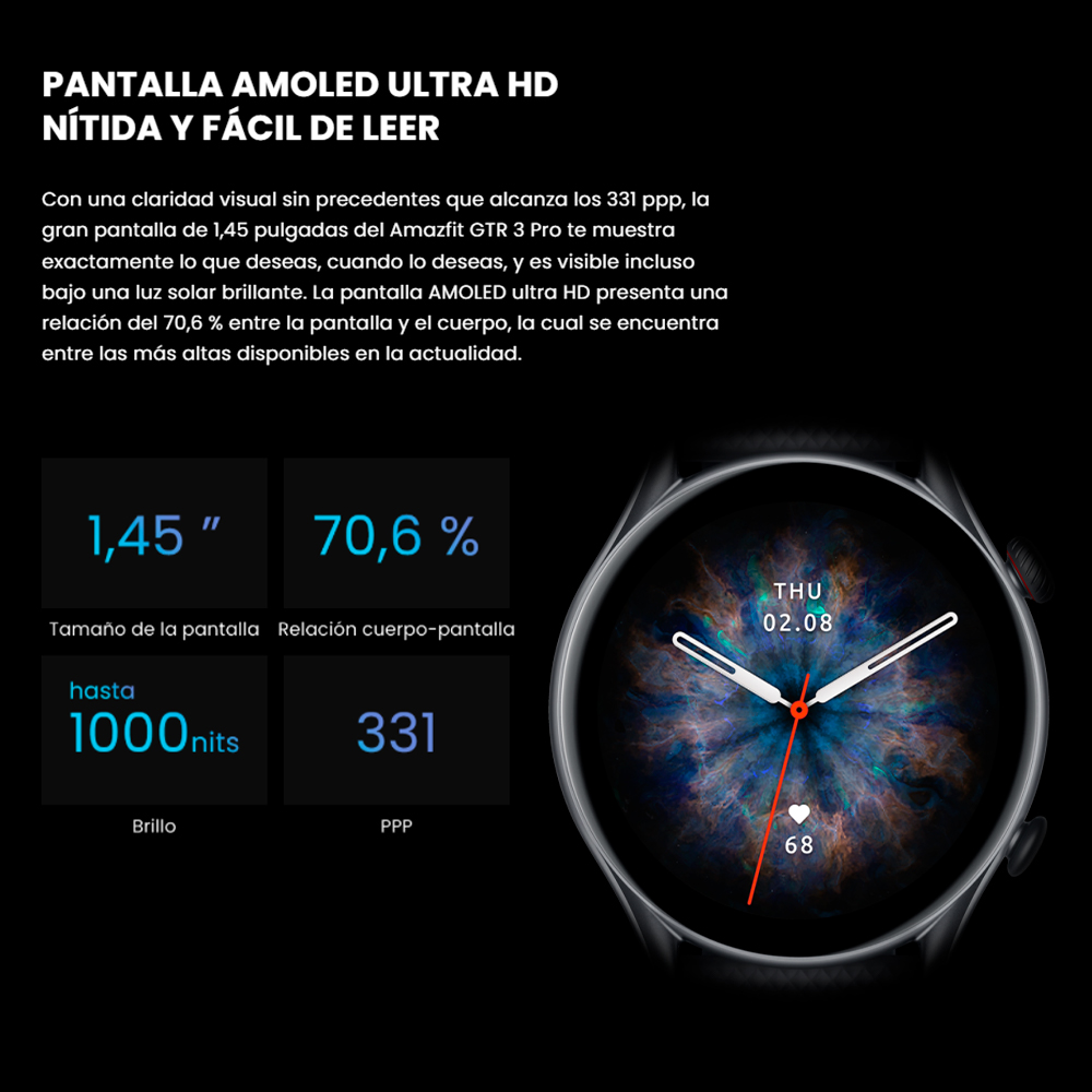 Smartwatch Amazfit GTR 3 Pro  Sumergible Alexa GPS