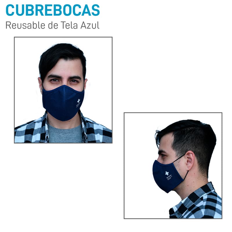 Cubrebocas de Tela Tricapa Reutilizable Color Azul (1 Pieza) Red Baboon