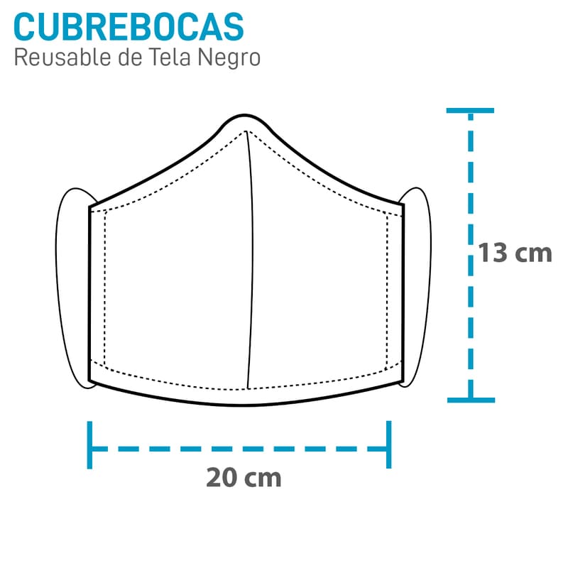 Cubrebocas de Tela Reutilizable Lavable Negro REDBABOON 10 Piezas