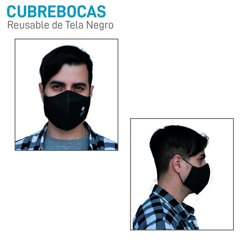 Cubrebocas de Tela Reutilizable Lavable Negro REDBABOON 10 Piezas