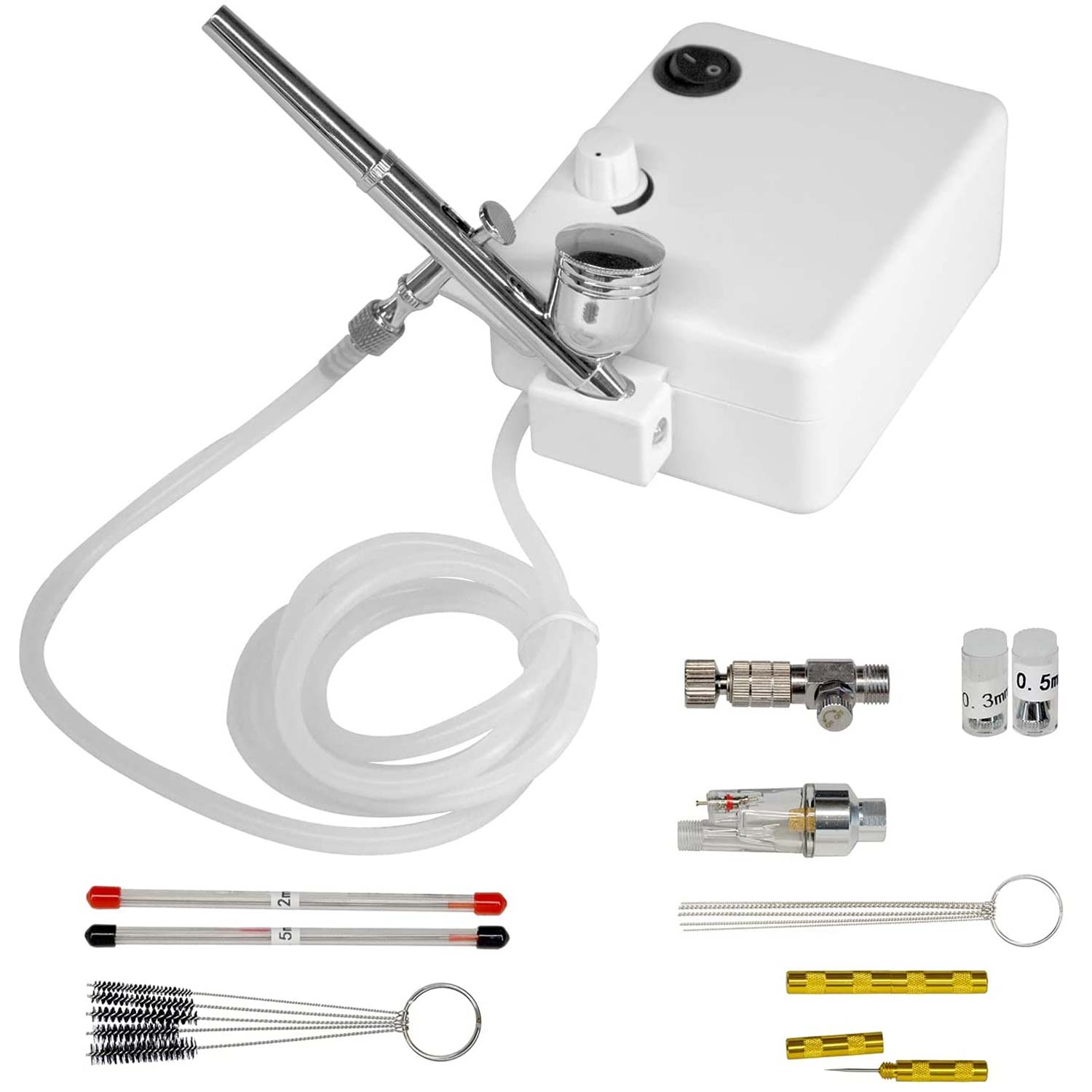 Aerografo Doble Mini Compresor Aire 30 PSI Kit Multiusos Incluye Accesorios