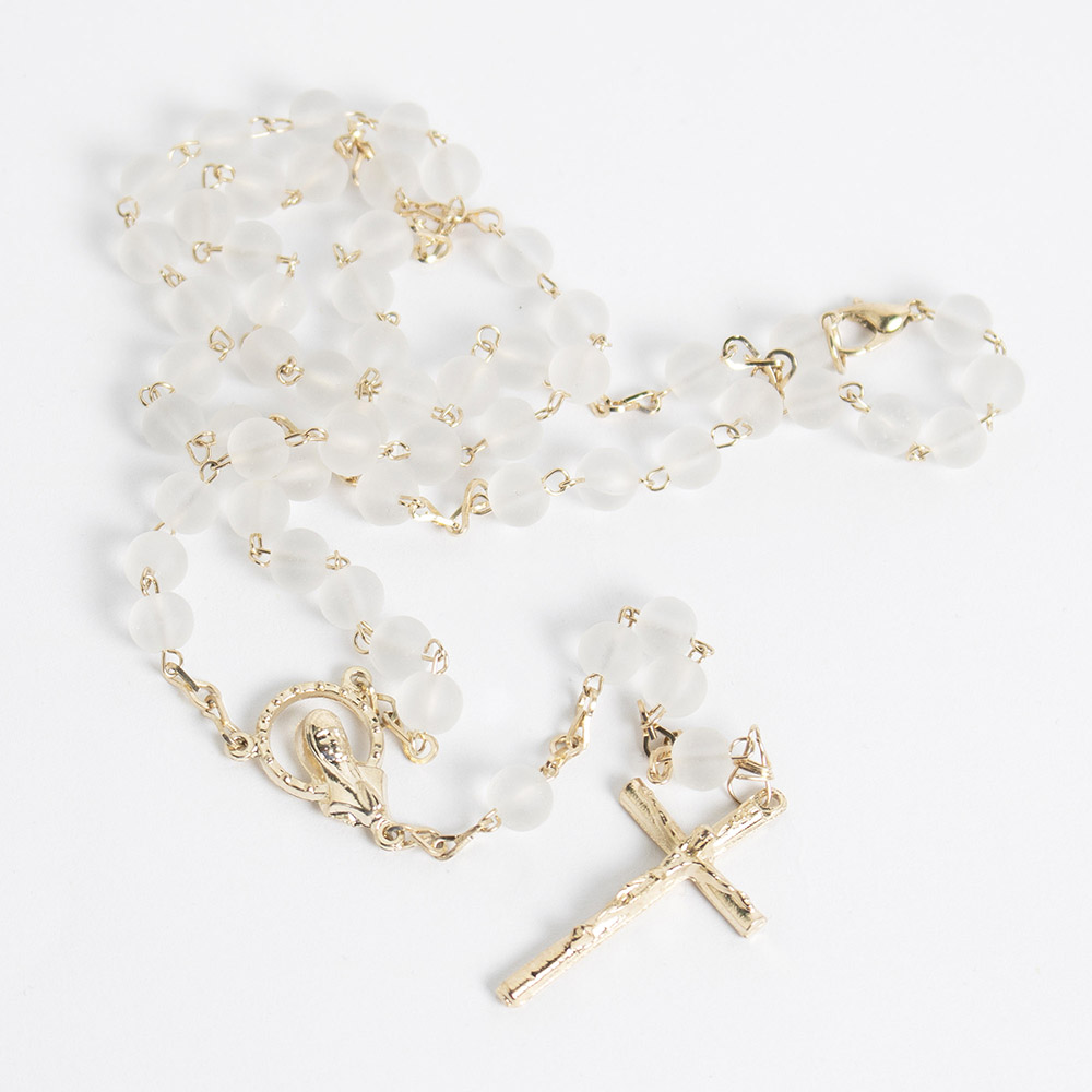 Rosarios católicos para hombres y mujeres, rosario católico, rosario,  regalos católicos, 12 piezas (blanco)