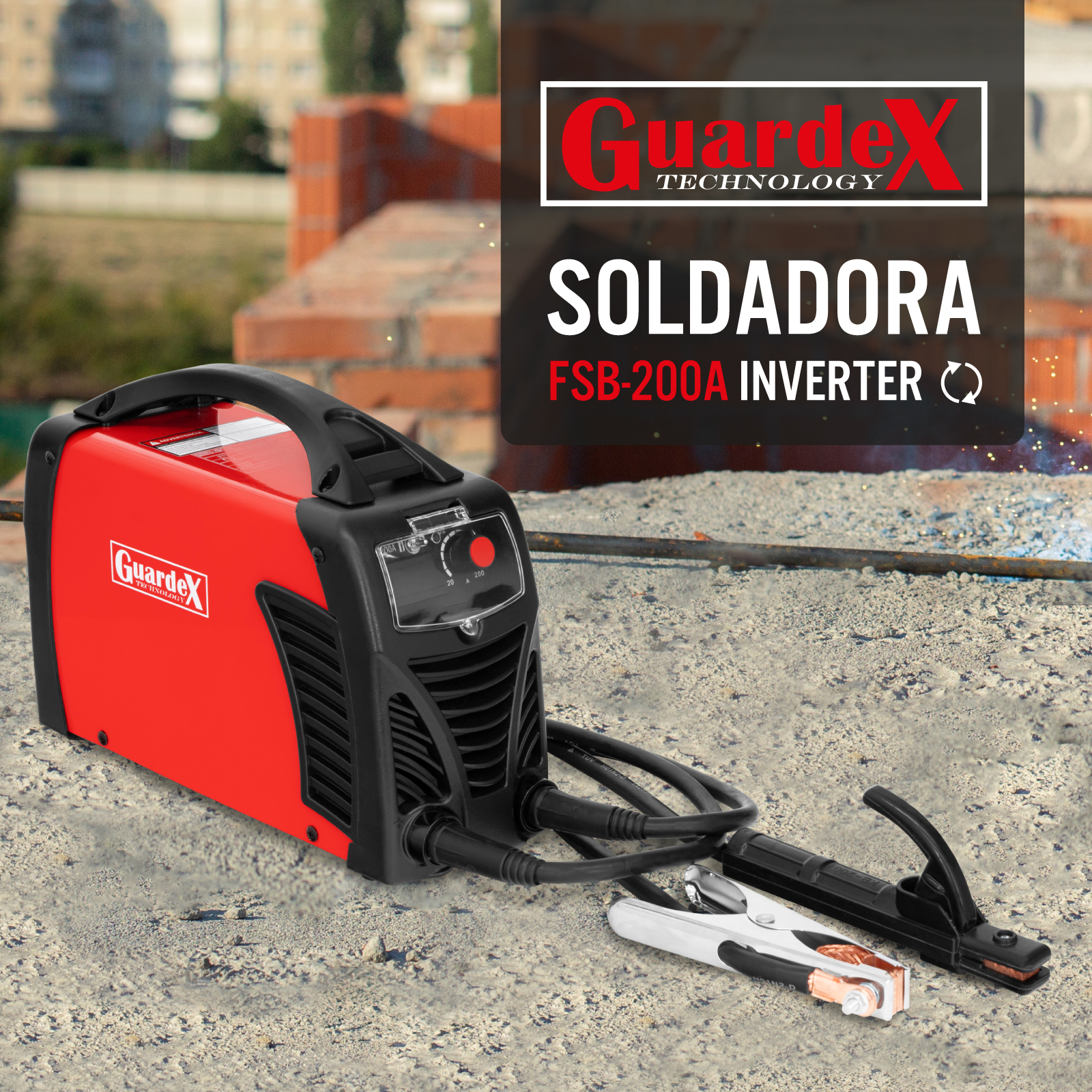 Soldadora Inverter Guardex Bivoltaje 110V/220V 200 AMP Incluye Accesorios