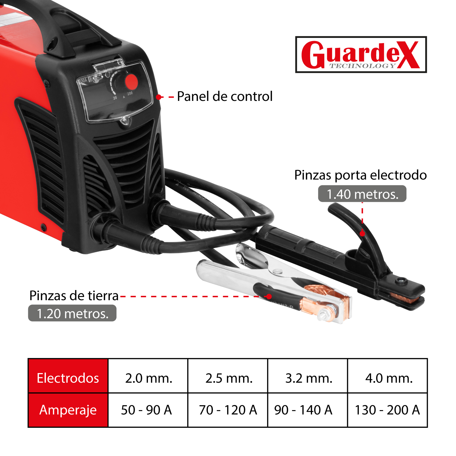 Soldadora Inverter Guardex Bivoltaje 110V/220V 200 AMP Incluye Accesorios