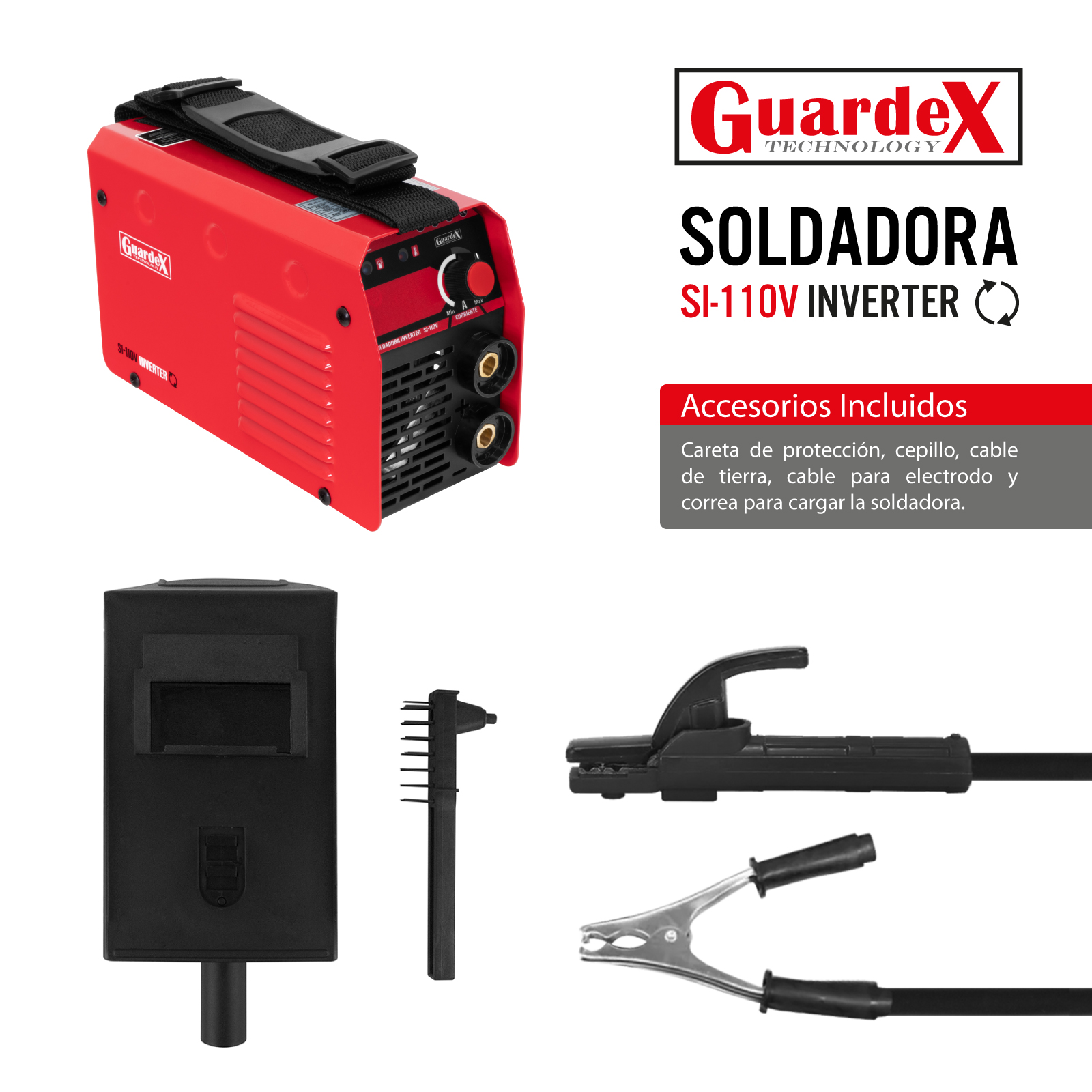 Soldadora Inverter Guardex 110V 210 AMP Incluye Accesorios