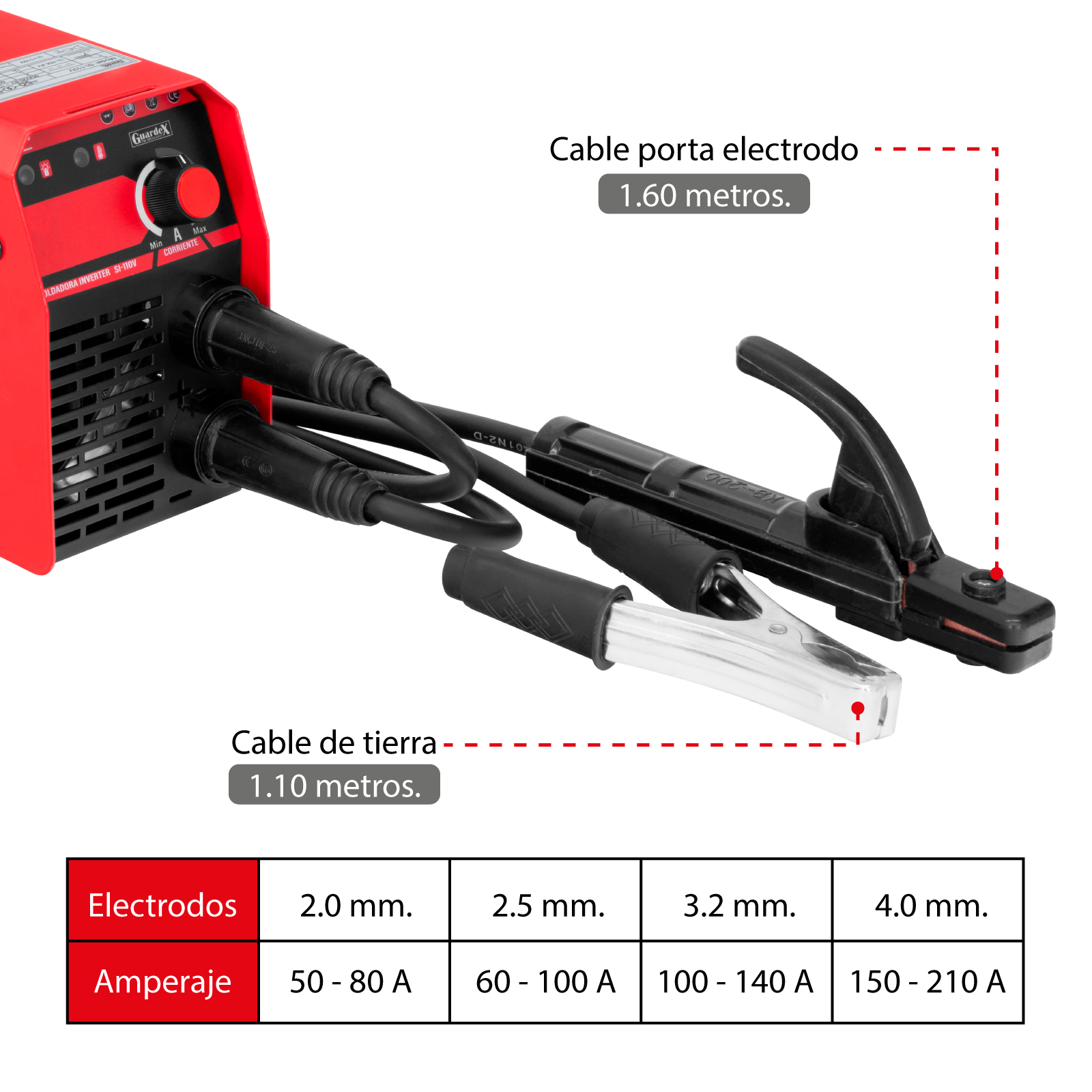 Soldadora Inverter Guardex 110V 210 AMP Incluye Accesorios
