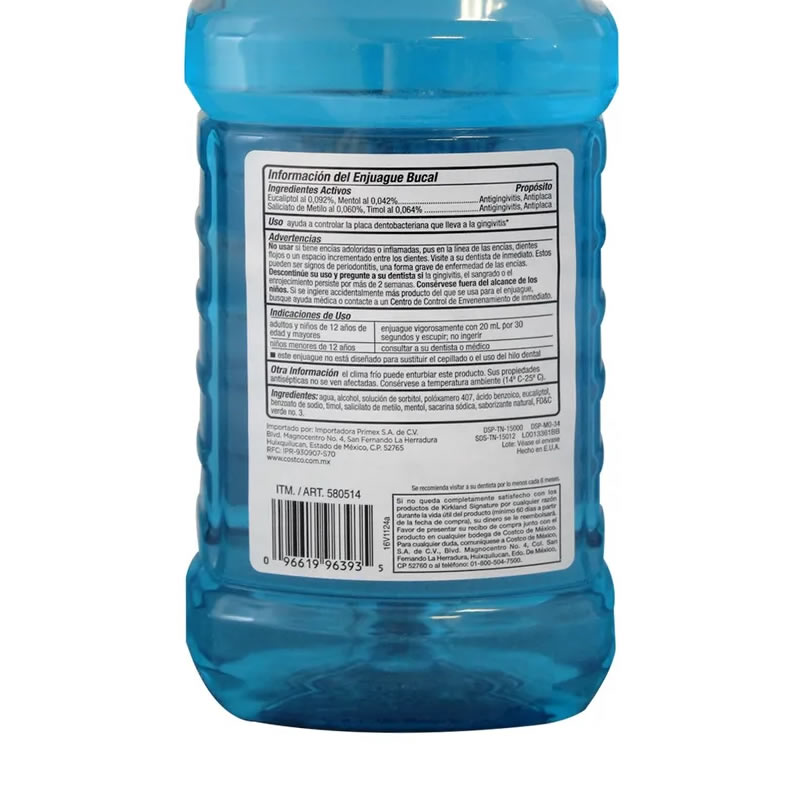 3 Enjuagues Bucales Kirkland Signature Ice Mint 580514 CST