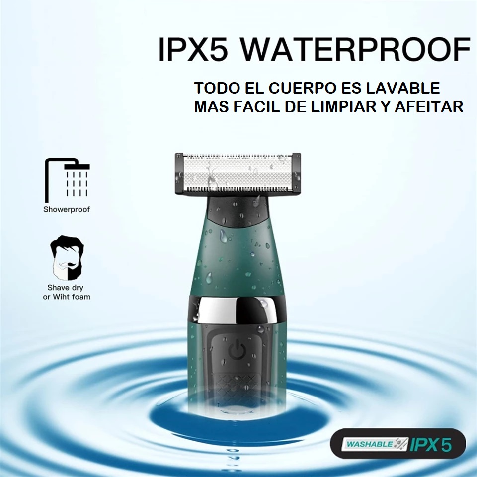 Rastrillo Eléctrico Rasuradora V-393 Recargable Lavable Ipx5, Exlente Rasurado en Seco y Humedo, Resistente al Agua, Con Luz Led Indicador de Carga 