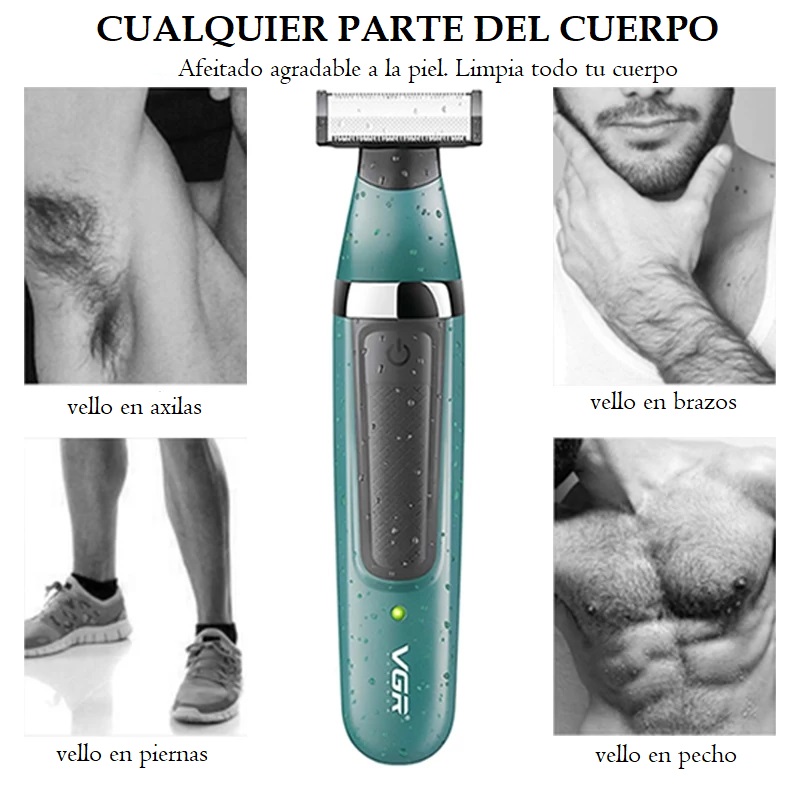 Rastrillo Eléctrico Rasuradora V-393 Recargable Lavable Ipx5, Exlente Rasurado en Seco y Humedo, Resistente al Agua, Con Luz Led Indicador de Carga 