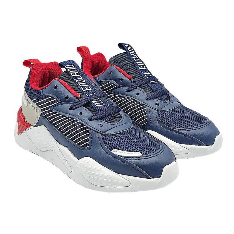 Tenis Nice England 5007 Azul Marino Rojo niño Joven Running Correr Ejercicio