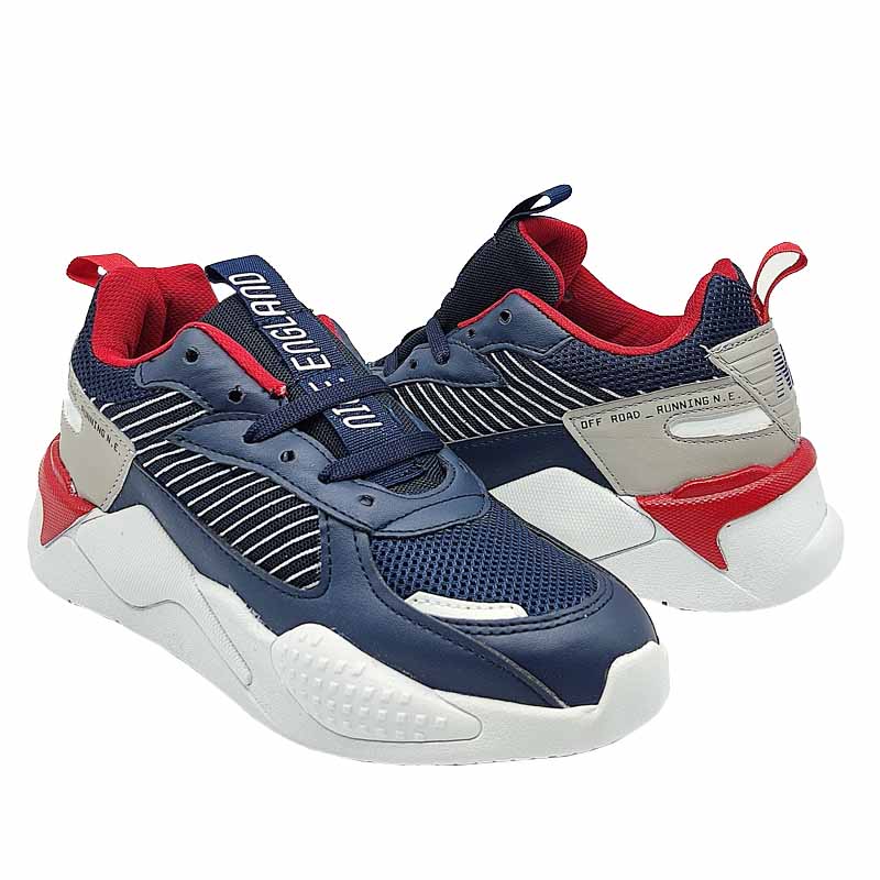 Tenis Nice England 5007 Azul Marino Rojo niño Joven Running Correr Ejercicio