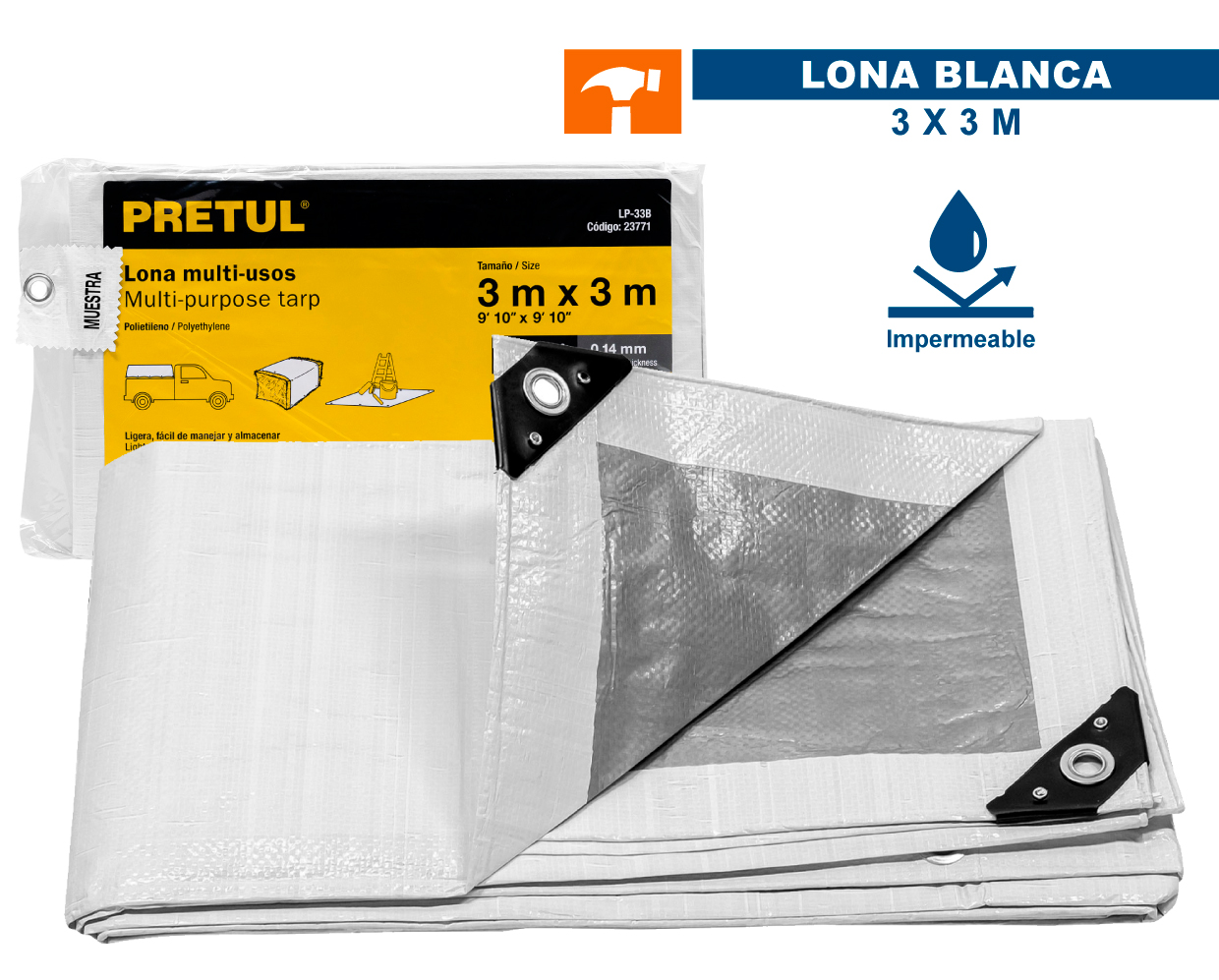 Lona 3 X 3 M, Blanca, Pretul 23771